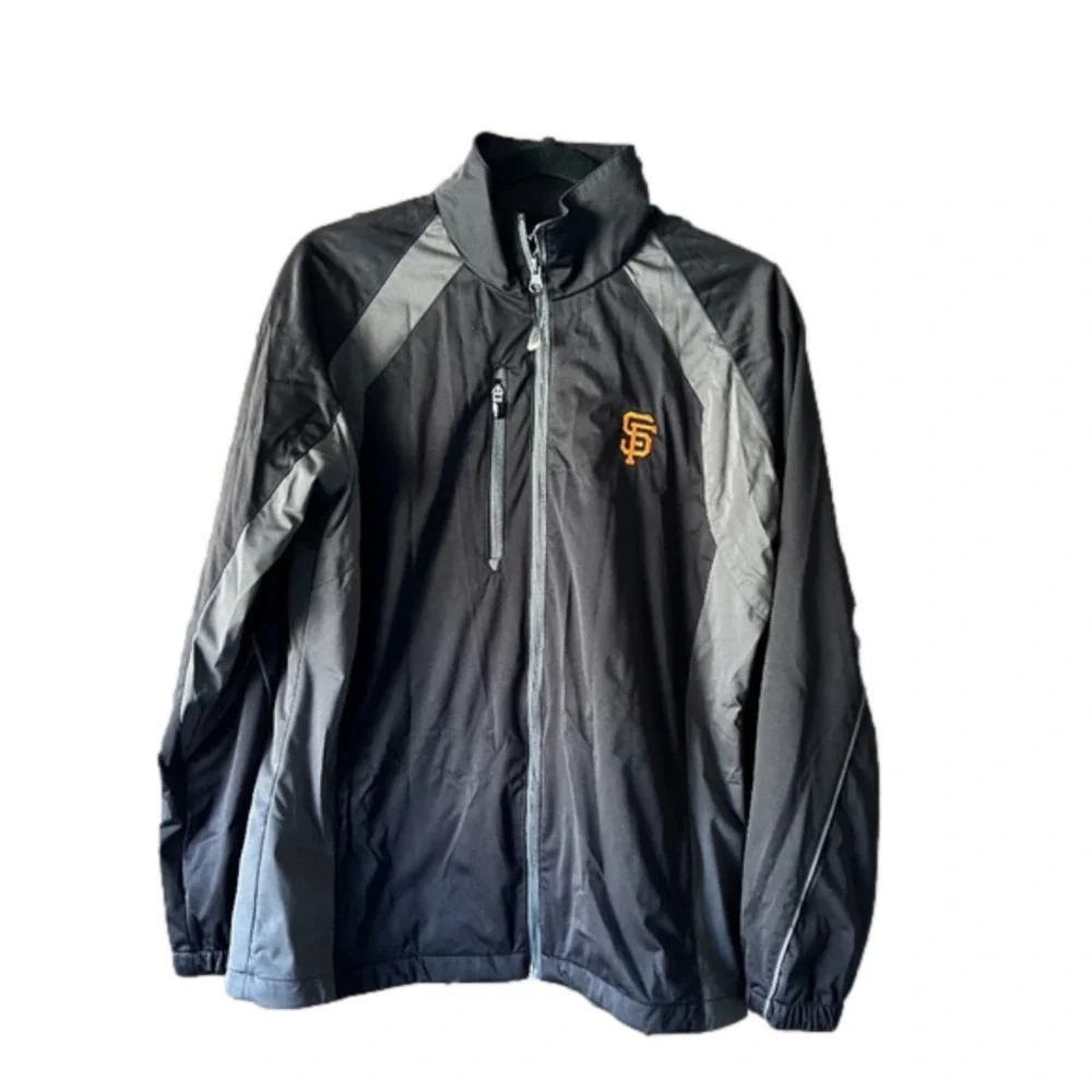 Antigua SF Giants Black/Grey Zip Up Windbreaker Size Large